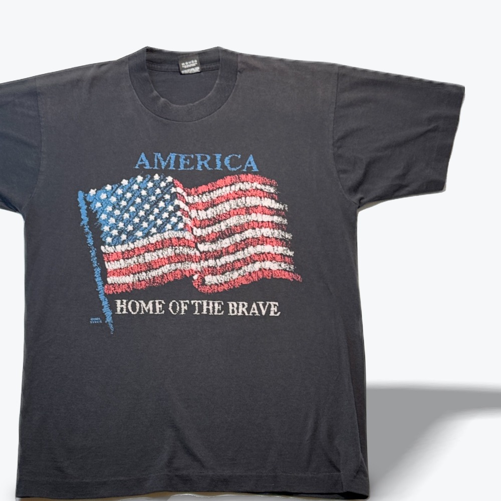 Vintage 1991 Screen Stars Best T Shirt Single Stitch America Home of the Brave L